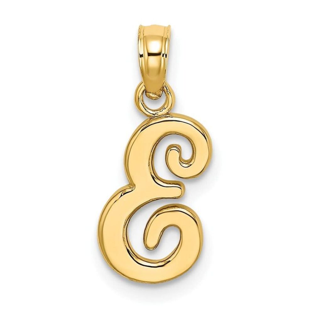10k Yellow Gold Polished E Script Initial Charm - image 6